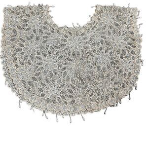 ANTIQUE VICTORIAN HANDMADE Lace Bertha Collar Faux Pearls Aurora Borealis AB Seq